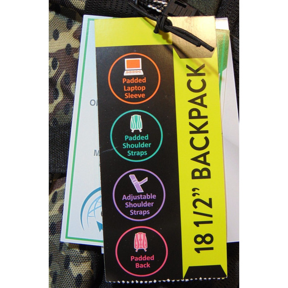 Backpack Eastport Summit Bungee Green Camo Padded Adjustable Laptop Sleeve Pad - Picture 6 of 8